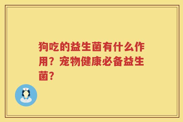 狗吃的益生菌有什么作用？宠物健康必备益生菌？