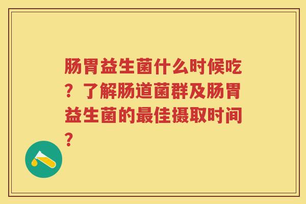 肠胃益生菌什么时候吃？了解肠道菌群及肠胃益生菌的佳摄取时间？