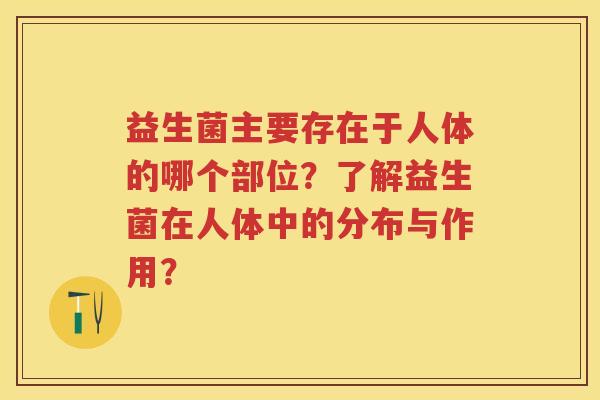 益生菌主要存在于人体的哪个部位?了解益生菌在人体中的分布与作用? 益生菌主要存在于人体的哪个部位?了解益生菌在人体中的分布与作用?