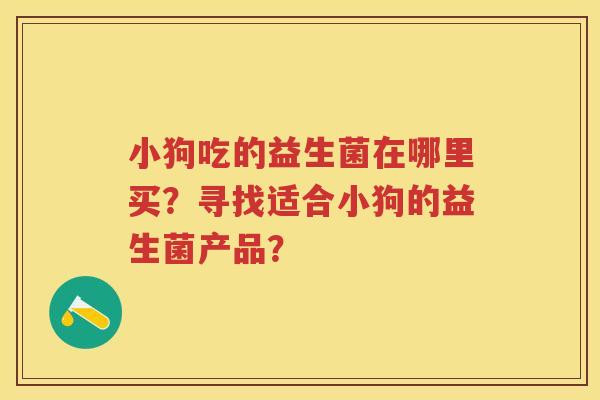小狗吃的益生菌在哪里买？寻找适合小狗的益生菌产品？