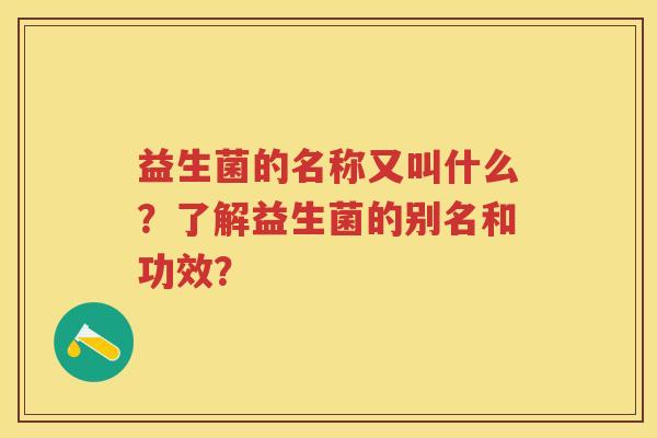 益生菌的名称又叫什么？了解益生菌的别名和功效？