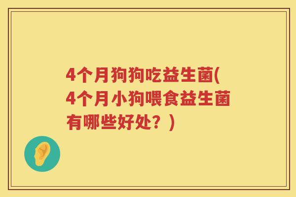 4个月狗狗吃益生菌(4个月小狗喂食益生菌有哪些好处?) 4个月狗狗吃益生菌(4个月小狗喂食益生菌有哪些好处?)