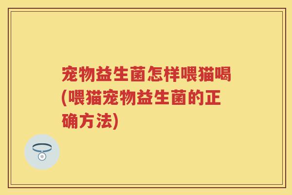 宠物益生菌怎样喂猫喝(喂猫宠物益生菌的正确方法) 宠物益生菌怎样喂猫喝(喂猫宠物益生菌的正确方法)