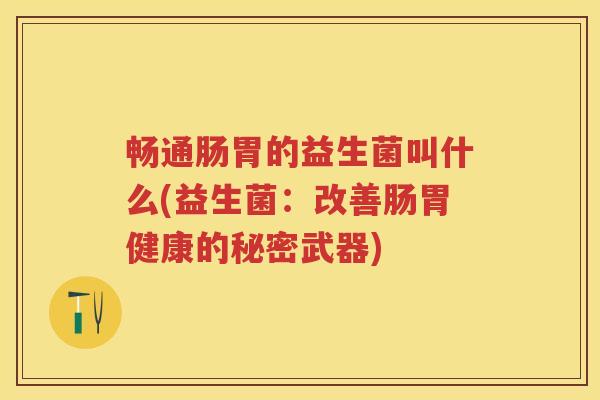 畅通肠胃的益生菌叫什么(益生菌：改善肠胃健康的秘密武器)