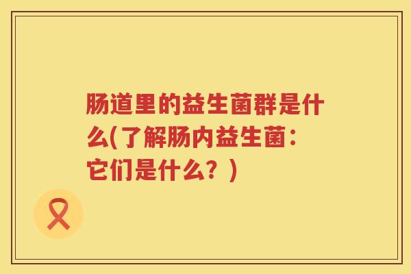 肠道里的益生菌群是什么(了解肠内益生菌:它们是什么?) 肠道里的益生菌群是什么(了解肠内益生菌:它们是什么?)