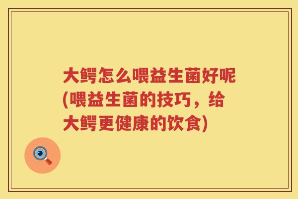 大鳄怎么喂益生菌好呢(喂益生菌的技巧,给大鳄更健康的饮食) 大鳄怎么喂益生菌好呢(喂益生菌的技巧,给大鳄更健康的饮食)