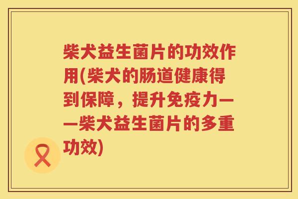 柴犬益生菌片的功效作用(柴犬的肠道健康得到保障，提升力——柴犬益生菌片的多重功效)