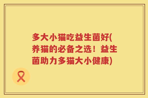 多大小猫吃益生菌好(养猫的必备之选!益生菌助力多猫大小健康) 多大小猫吃益生菌好(养猫的必备之选!益生菌助力多猫大小健康)