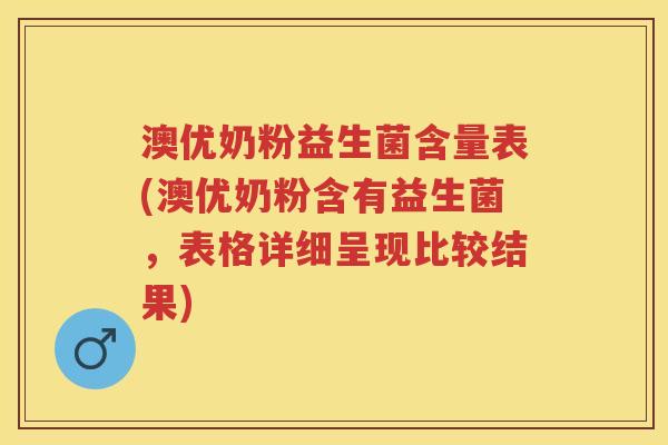 澳优奶粉益生菌含量表(澳优奶粉含有益生菌,表格详细呈现比较结果) 澳优奶粉益生菌含量表(澳优奶粉含有益生菌,表格详细呈现比较结果)