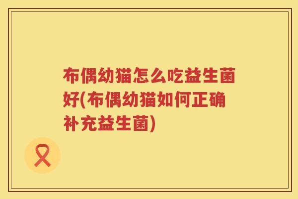 布偶幼猫怎么吃益生菌好(布偶幼猫如何正确补充益生菌) 布偶幼猫怎么吃益生菌好(布偶幼猫如何正确补充益生菌)