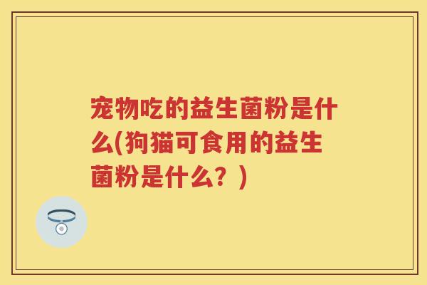 宠物吃的益生菌粉是什么(狗猫可食用的益生菌粉是什么？)