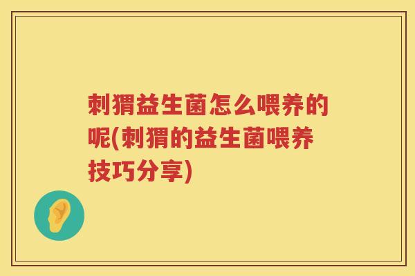 刺猬益生菌怎么喂养的呢(刺猬的益生菌喂养技巧分享)