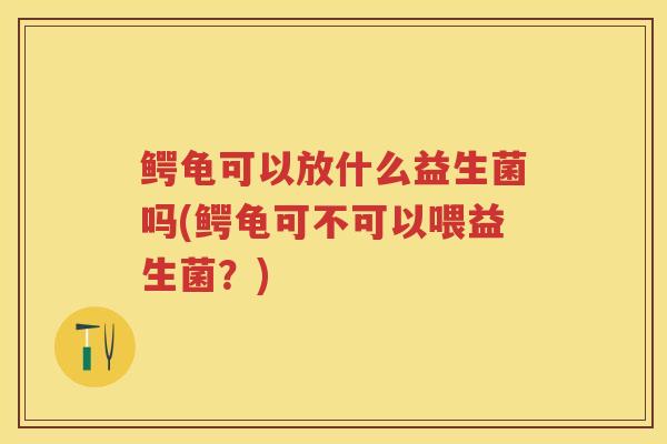 鳄龟可以放什么益生菌吗(鳄龟可不可以喂益生菌?) 鳄龟可以放什么益生菌吗(鳄龟可不可以喂益生菌?)