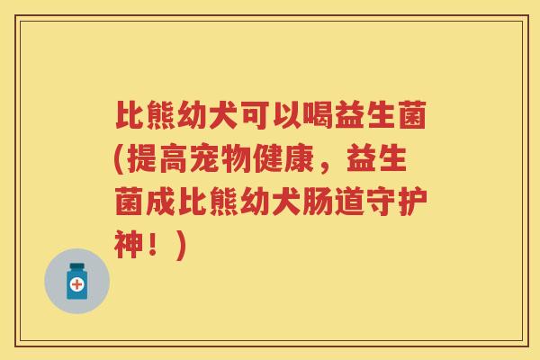 比熊幼犬可以喝益生菌(提高宠物健康，益生菌成比熊幼犬肠道守护神！)