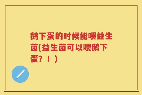 鹅下蛋的时候能喂益生菌(益生菌可以喂鹅下蛋?!) 鹅下蛋的时候能喂益生菌(益生菌可以喂鹅下蛋?!)