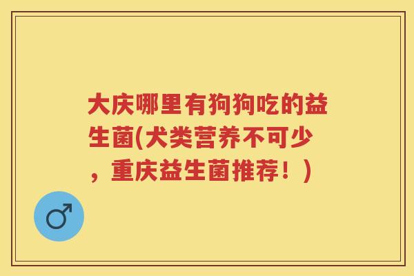 大庆哪里有狗狗吃的益生菌(犬类营养不可少,重庆益生菌推荐!) 大庆哪里有狗狗吃的益生菌(犬类营养不可少,重庆益生菌推荐!)