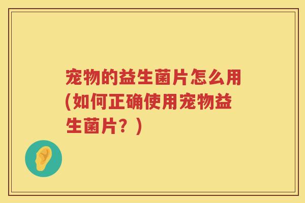 宠物的益生菌片怎么用(如何正确使用宠物益生菌片?) 宠物的益生菌片怎么用(如何正确使用宠物益生菌片?)