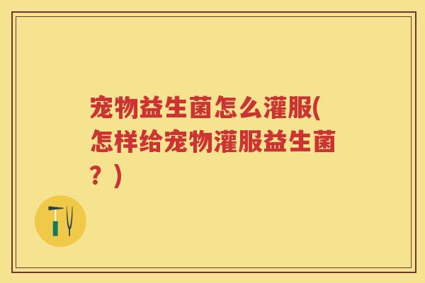 宠物益生菌怎么灌服(怎样给宠物灌服益生菌?) 宠物益生菌怎么灌服(怎样给宠物灌服益生菌?)