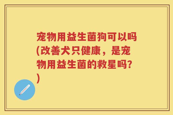宠物用益生菌狗可以吗(改善犬只健康,是宠物用益生菌的救星吗?) 宠物用益生菌狗可以吗(改善犬只健康,是宠物用益生菌的救星吗?)