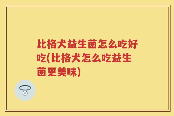 比格犬益生菌怎么吃好吃(比格犬怎么吃益生菌更美味) 比格犬益生菌怎么吃好吃(比格犬怎么吃益生菌更美味)