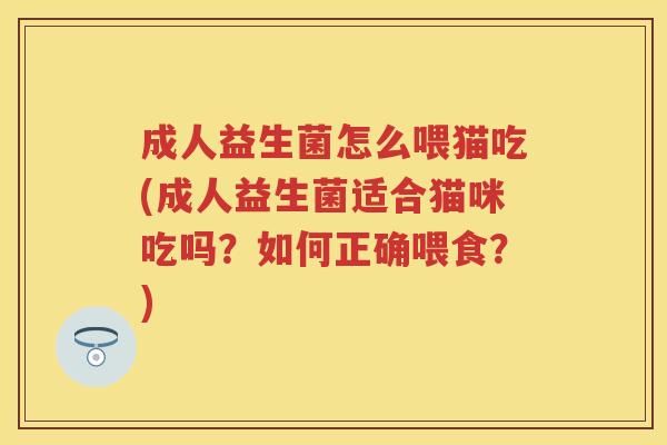 成人益生菌怎么喂猫吃(成人益生菌适合猫咪吃吗？如何正确喂食？)