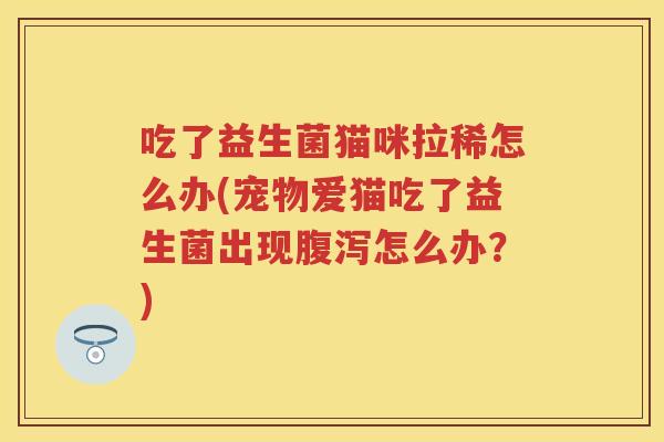 吃了益生菌猫咪拉稀怎么办(宠物爱猫吃了益生菌出现怎么办?) 吃了益生菌猫咪拉稀怎么办(宠物爱猫吃了益生菌出现怎么办?)