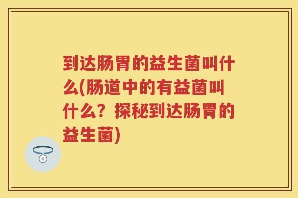 到达肠胃的益生菌叫什么(肠道中的有益菌叫什么?探秘到达肠胃的益生菌) 到达肠胃的益生菌叫什么(肠道中的有益菌叫什么?探秘到达肠胃的益生菌)