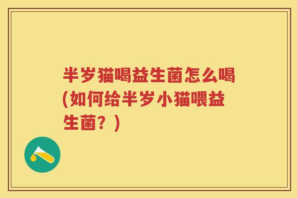 半岁猫喝益生菌怎么喝(如何给半岁小猫喂益生菌?) 半岁猫喝益生菌怎么喝(如何给半岁小猫喂益生菌?)