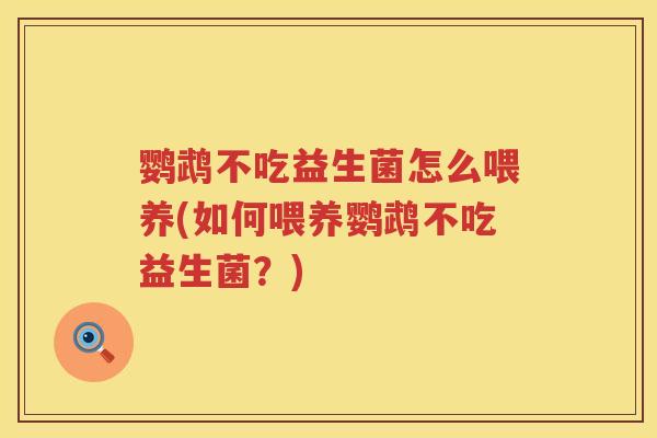 鹦鹉不吃益生菌怎么喂养(如何喂养鹦鹉不吃益生菌？)