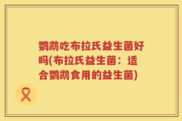鹦鹉吃布拉氏益生菌好吗(布拉氏益生菌:适合鹦鹉食用的益生菌) 鹦鹉吃布拉氏益生菌好吗(布拉氏益生菌:适合鹦鹉食用的益生菌)