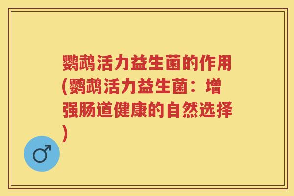 鹦鹉活力益生菌的作用(鹦鹉活力益生菌:增强肠道健康的自然选择) 鹦鹉活力益生菌的作用(鹦鹉活力益生菌:增强肠道健康的自然选择)