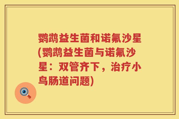 鹦鹉益生菌和诺氟沙星(鹦鹉益生菌与诺氟沙星:双管齐下,小鸟肠道问题) 鹦鹉益生菌和诺氟沙星(鹦鹉益生菌与诺氟沙星:双管齐下,小鸟肠道问题)