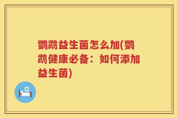 鹦鹉益生菌怎么加(鹦鹉健康必备:如何添加益生菌) 鹦鹉益生菌怎么加(鹦鹉健康必备:如何添加益生菌)