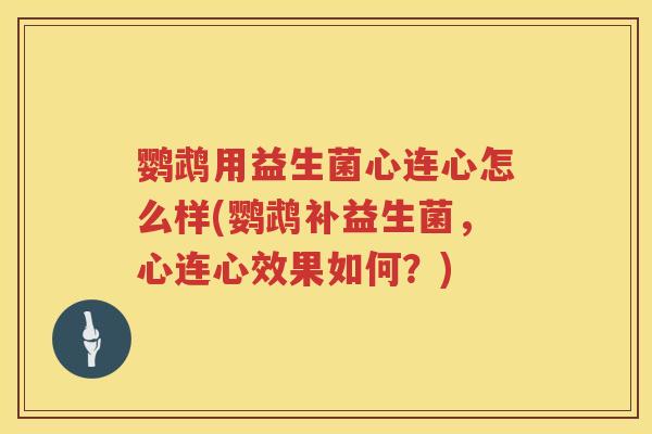鹦鹉用益生菌心连心怎么样(鹦鹉补益生菌,心连心效果如何?) 鹦鹉用益生菌心连心怎么样(鹦鹉补益生菌,心连心效果如何?)
