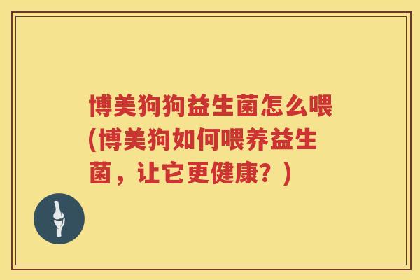 博美狗狗益生菌怎么喂(博美狗如何喂养益生菌，让它更健康？)
