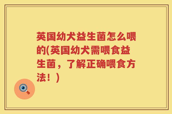 英国幼犬益生菌怎么喂的(英国幼犬需喂食益生菌，了解正确喂食方法！)