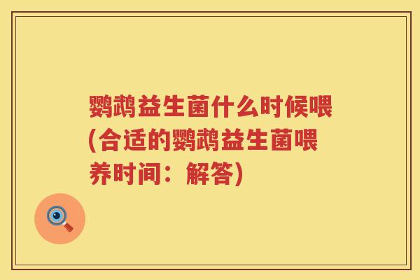 鹦鹉益生菌什么时候喂(合适的鹦鹉益生菌喂养时间：解答)