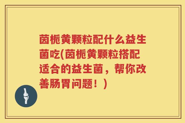 茵栀黄颗粒配什么益生菌吃(茵栀黄颗粒搭配适合的益生菌,帮你改善肠胃问题!) 茵栀黄颗粒配什么益生菌吃(茵栀黄颗粒搭配适合的益生菌,帮你改善肠胃问题!)