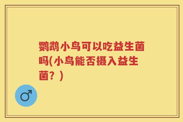 鹦鹉小鸟可以吃益生菌吗(小鸟能否摄入益生菌?) 鹦鹉小鸟可以吃益生菌吗(小鸟能否摄入益生菌?)