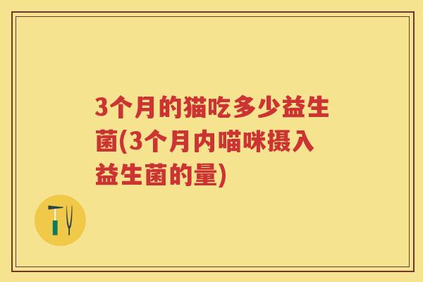 3个月的猫吃多少益生菌(3个月内喵咪摄入益生菌的量) 3个月的猫吃多少益生菌(3个月内喵咪摄入益生菌的量)