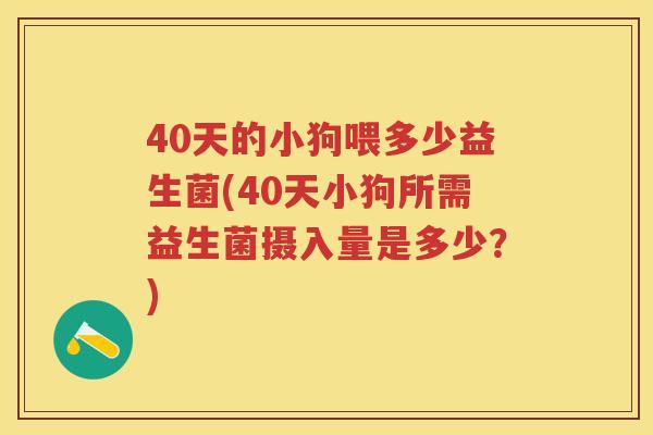 40天的小狗喂多少益生菌(40天小狗所需益生菌摄入量是多少?) 40天的小狗喂多少益生菌(40天小狗所需益生菌摄入量是多少?)