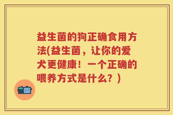 益生菌的狗正确食用方法(益生菌,让你的爱犬更健康!一个正确的喂养方式是什么?) 益生菌的狗正确食用方法(益生菌,让你的爱犬更健康!一个正确的喂养方式是什么?)