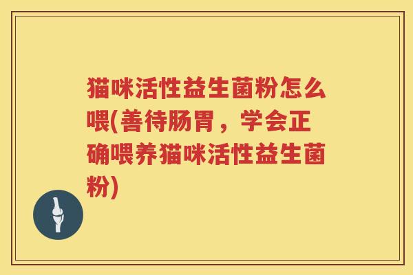 猫咪活性益生菌粉怎么喂(善待肠胃，学会正确喂养猫咪活性益生菌粉)