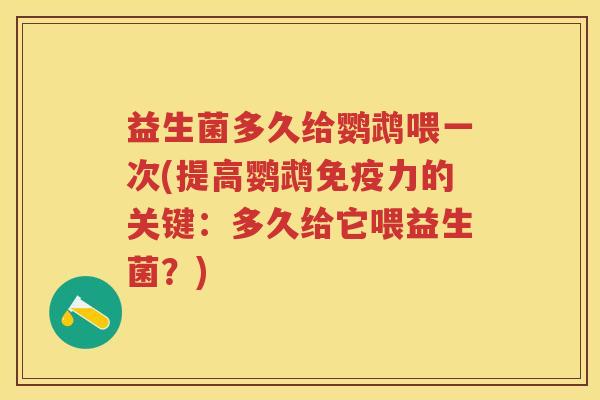 益生菌多久给鹦鹉喂一次(提高鹦鹉力的关键:多久给它喂益生菌?) 益生菌多久给鹦鹉喂一次(提高鹦鹉力的关键:多久给它喂益生菌?)