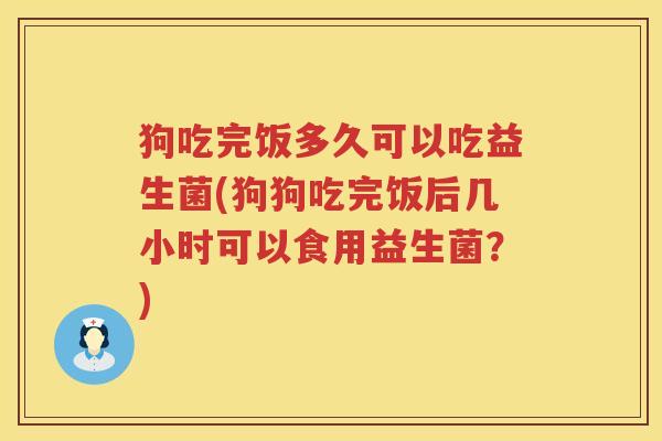 狗吃完饭多久可以吃益生菌(狗狗吃完饭后几小时可以食用益生菌?) 狗吃完饭多久可以吃益生菌(狗狗吃完饭后几小时可以食用益生菌?)