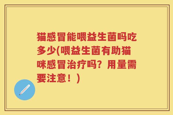猫能喂益生菌吗吃多少(喂益生菌有助猫咪吗？用量需要注意！)