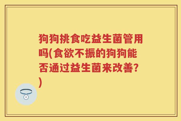 狗狗挑食吃益生菌管用吗(不振的狗狗能否通过益生菌来改善？)