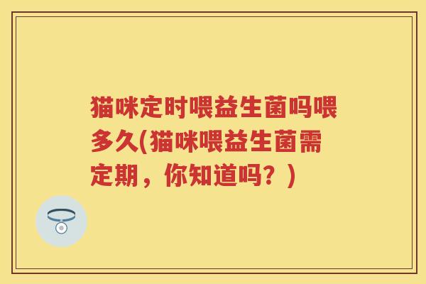 猫咪定时喂益生菌吗喂多久(猫咪喂益生菌需定期,你知道吗?) 猫咪定时喂益生菌吗喂多久(猫咪喂益生菌需定期,你知道吗?)