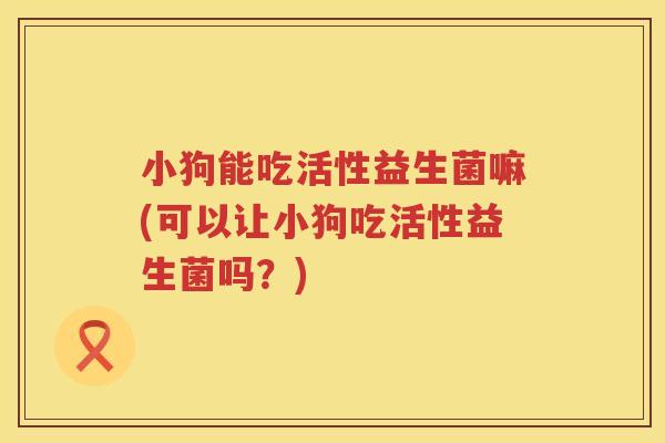 小狗能吃活性益生菌嘛(可以让小狗吃活性益生菌吗?) 小狗能吃活性益生菌嘛(可以让小狗吃活性益生菌吗?)