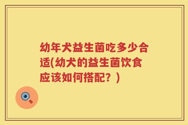 幼年犬益生菌吃多少合适(幼犬的益生菌饮食应该如何搭配？)